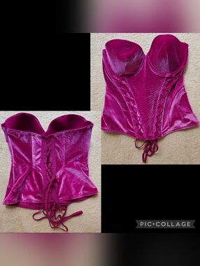 Savage x Fenty Vixen Fuchia Velvet Corset Top.